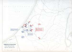 WWI MAP CAMPAIGN IN PALESTINE 1ST BATTLE GAZA MARCH 17  