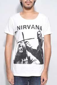 Nirvana Records Cover Wide Neck Light Cream T Shirt  