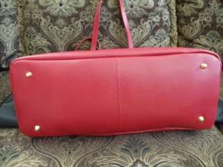 New Cynthia Rowley New York Epi Leather Large Satchel Tote Bag, Red 