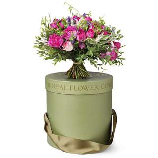 Pink hand tied hat box bouquet   THE REAL FLOWER COMPANY   Categories 