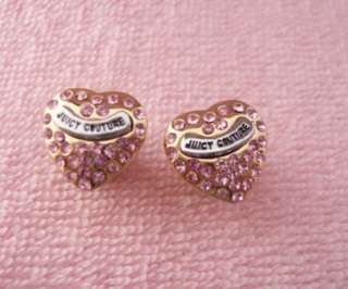 Auth JUICY COUTURE Pave heart stud earring $45 No Box  