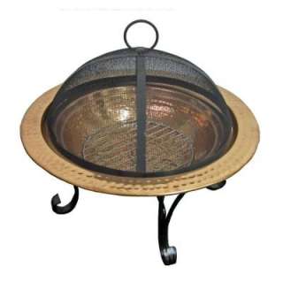 Unique Arts 24 in. Solid Copper Fire Pit Set with Safety Screen 