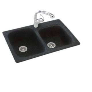   Composite 33x22x9 1 Hole Double Bowl Kitchen Sink in Black Galaxy