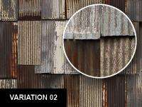 0203 Rusted Corrugated Tin Patchwork Texture Sheet  