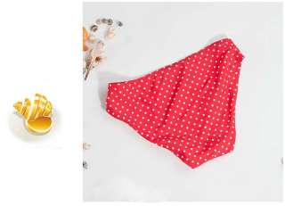 Sexy Red Polka Dot Bikini Set, Deep V, Halter Ties at Back