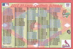 ST. LOUIS CARDINALS 2012 MLB BASEBALL SCHEDULE FRIDGE MAGNET  