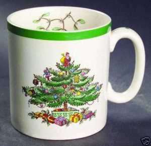 Spode Christmas Tree Green Trim Dot Mug  