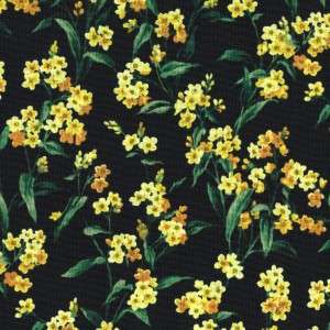 YELLOW FORGET ME NOTS ON BLACK~ Cotton Quilt Fabric  