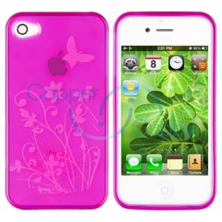Pink Flower Floral Silicone Gel Case Skin Cover+Privacy Guard for 
