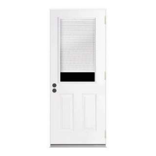  36 in. x 80 in. White Prehung Left Hand Outswing 1/2 Lite Entry Door 