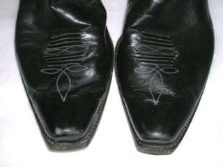 Vintage HYER Mens Tall Black Leather Cowboy Boots, Size 12 EUC. Olathe 