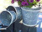   Rose 3 pc graduated metal tin flower pot planter garden yard set