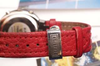   SS/Red Leather Band/Good.Cond Ladies Dress Watch  