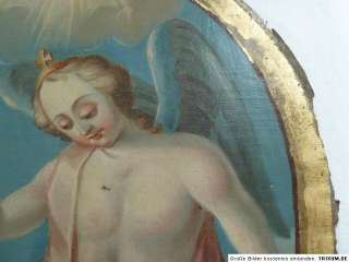 Antikes Doppelgemälde Barock Josef und Engel mit Kind  