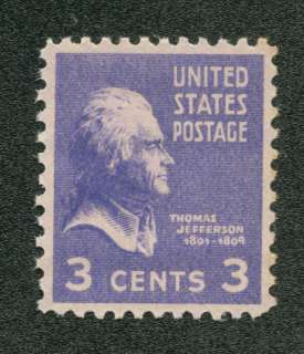 US 807 Mint Never Hinged 3 Cent Thomas Jefferson  