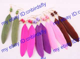 Long feather Earrings wholesale jewellery lots 12pairs  