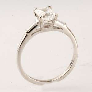 Antique Platinum Diamond Engagement Ring 0.93ct Emerald Center 1 