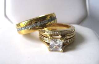 PIECE Mens/Womens Engagement Wedding Ring SET