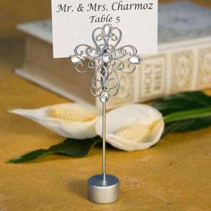 NEW! 100 Decorative Cross Wedding Place Card Holders!  