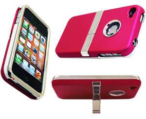   CASE COVER CHROME STAND RUBBERIZED CLIP FOR IPHONE 4 4S 4G S  