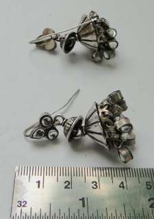 vintage sterling silver kundan earring pair chandelier  