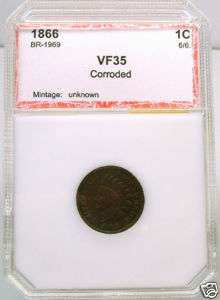 1866 HOLDERED VF RPD S 2 (FS 007.7)   INDIAN CENT  