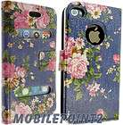 iPhone 4 g 4S Beautiful Floral Print Leather Case Cover Flip Diary 