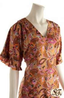 Vintage Kleid bunt 20er Jahre Stil Paisley BoHo 42 44  