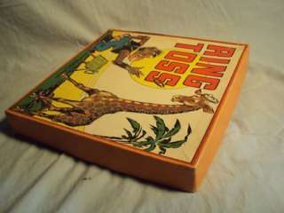 ANTIQUE 1937 MILTON BRADLEY Ring Toss GAME w/Monkey BOX  