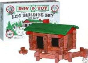 Roy Toy Building Logs Lincoln Cabin 37 Pc New Mini Set  