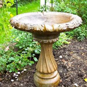  Athena Garden Cast Stone Small Fancy Column Bird Bath 