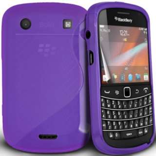Purple Silicone Grip Case Cover For Blackberry Bold 9900 + Free Screen 