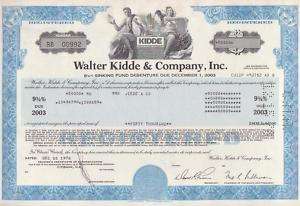 Walter Kidde & Company Inc. Bond Certificate  