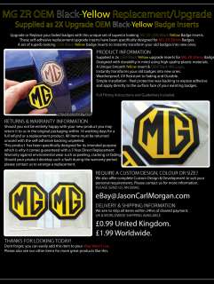 NEW MG ZR Black Yellow Front & Rear Badges MK1 (59mm)  
