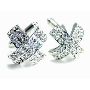  X Mark Diamond Crystal Cuff Links Gift Boxed Office 
