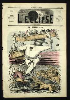   LA CUREE ET MEUTE DE CHIENS L Eclipse Caricature 1869