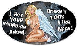 Guardian Angel very sexy beautiful oval metal sign  