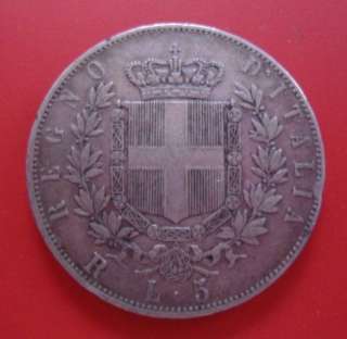 Scudo 5 lire vitt. eman. II 1876 argento a Milano    Annunci
