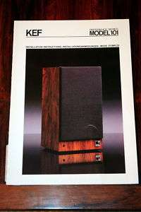KEF Reference Series 101 Speaker Owners Manual Original  