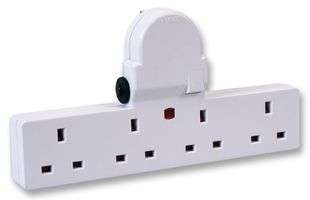 Plug In 4 Way Mains Wall Socket Adapter With Switch  