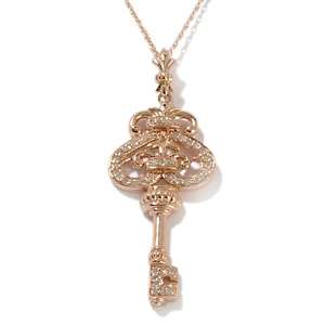 Gem Designs by Palermo .20ct Diamond 14K Rose Gold Key Pendant with 