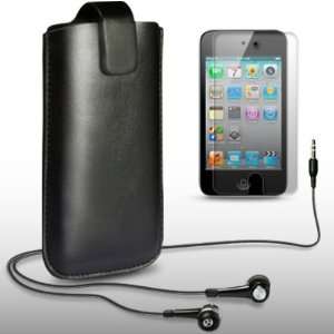  IPOD TOUCH 4TH GENERATION BLACK PU LEATHER POCKET POUCH COVER CASE 