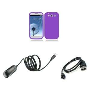 Galaxy S III Premium Combo Pack   Purple Silicone Soft Skin Case Cover 