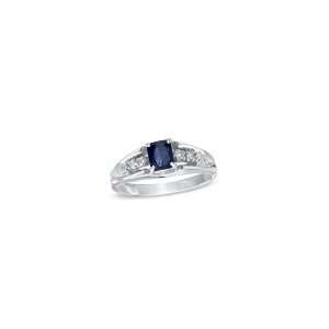    Cut Blue Sapphire and Diamond Accent Ring in 14K White Gold sapphire