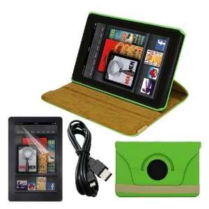  Premium Green 360 Leather Case And Screen Protector With 6 Feet 