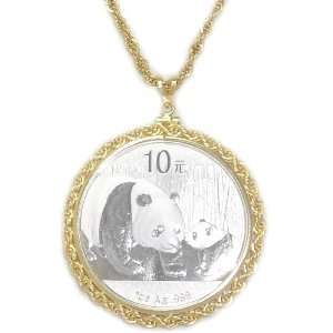   Silver 1 oz 2011 Panda Gold Filled Rope Coin Bezel Pendant Jewelry