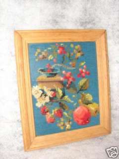 BEAUTIFUL completed NEEDLEPOINT COFFEE GRINDER WITH FLOWERS AND FRUIT 