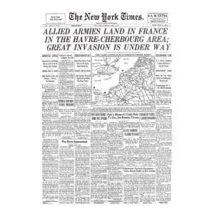  New York Times, June 6, 1944 D Day Giclee Poster Print 
