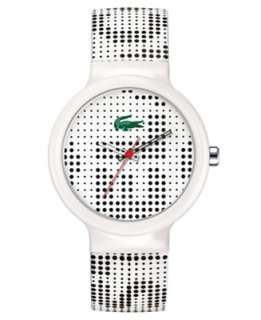 Lacoste Watch, Black and White Dot Silicone Strap 2010532   Lacoste 