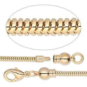 Gold European Add a Bead Snake Chain Charm Bracelet  